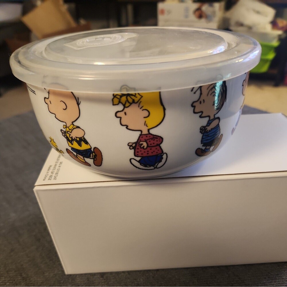 Snoopy & Peanuts Gang Food Storage Bowl Pressure Vent Lid  5.5" NEW
